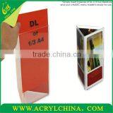 Imported Clear Wholesale Acrylic A5 3 Sided Menu Holder /Menu Countertop Racks China 2013