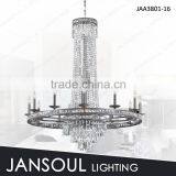 large silver modern hanging pendant light fixture with crystal