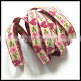Pink Heart Printed Embroidery Ribbon Manufacturing in Dongguan for Decoration thumbnail-2
