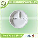 Sugarcane Fiber Pulp 9" 3 Com Party Plate thumbnail-4