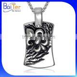 Custom Vintage Stainless Steel Mens Spider Shield Dog Tag Pendant Necklace Wholesale thumbnail-3