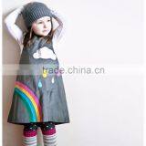 (CD929#GREY )2-6Y Children Clothing Dress Rainbow Applique Corduroy Dress thumbnail-3