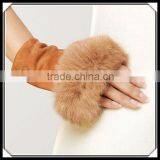 CCTV Advertised Rabbit Fur Fingerless Suede Glove
