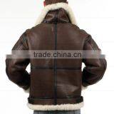 Mens Military Shearling Bomber Leather Jacket thumbnail-2