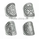 Women Antique Silver Festival Gypsy Bohemian Boho Totem Carved Retro Finger Ring 1 Piece thumbnail-4