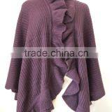 100% Acrylic Knit Ruffle Shawl