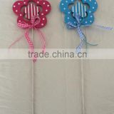 Easter Wooden Five petals flower with ribbon ornament Stick Decoration for garden outdoor gifts