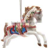 4.88" White Painted Carousel Horse Christmas Tree Animal Ornaments thumbnail-1