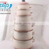 6 Pcs High Casserole Straight Shape W/Hollow Handle & Metal Cover Decor thumbnail-1