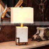 New Design Retangular Shape Jade Body Metal Bottom Fabric Lampshade Bedoom Table Lamp thumbnail-1
