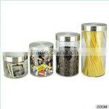 4 Pcs Clear Stainless Steel Lid Glass Jar /apothecary Jar / Glass Storage Jar CS201 thumbnail-1