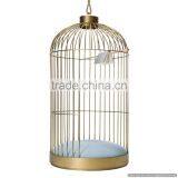 Tall Antique Fancy Shiny Metal Bird Cage thumbnail-1