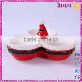 High Quality Red Christmas Ceramic Candy Dish thumbnail-2