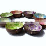 Vietnam Lacquer Coconut Shell Bowl / Mother of Pearl Inlaid Lacquer Bowl thumbnail-4