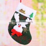 China Personalized Fabric Applique Kit Socks Holders Wool Felted Bulk Christmas Stockings Adorned With Elk Santa Claus Bear Tree
