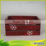 Green and Red Large Rectangular Wooden Flower Pot and Planting thumbnail-4