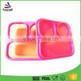 2016 Best Selling 2 Cubes Food Grade Microwavable Eco-Friendly Feature Microwave Safe Silicone Lunch Box for Kids thumbnail-1