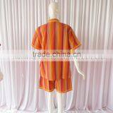 Orange/Red Stripe Sweat Steaming Clothes Elastic Waist Clothes Couples Pajamas Short Sleeve Top+Pants Pajamas for Sauna thumbnail-6