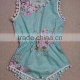 2017 Ponpon Floral Baby Romper Months Girls 100% Cotton Rose Vintage no Minimum Quantity. Etsy Item thumbnail-2