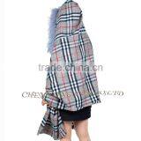 CX-B-P-39 Cheap Genuine Raccoon Fur Trim Pashmina Shawls Wholesale With Hood thumbnail-6