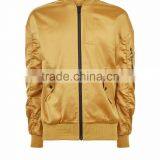 MGOO New Design Gold Oversized Bomber Jacket Drop Shoulder Customized Plain Satin Winter Jacket For Man thumbnail-5