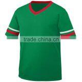 Young Man Sleeve Stripe Jersey Customize Contrast Color 1X1 Rib Knit V-Neck Collar Tee 50% Polyester 50% Cotton Material Jersey thumbnail-3