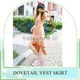 2016 Summer Fashion Round Collar Clothing ,sleeveless Irregular Dresses Skirt, Dovetail Vest Design Dress Skirt thumbnail-2