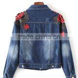 Runwaylover EY1051C Latest Classic Fashion Floral Embroidery Denim Jacket Women Wholesale Denim Jackets thumbnail-2