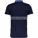Male's Navy Pure Cotton Slim Fitted Polo Shirt With Patterned Collar thumbnail-2