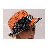 Female Orange Packable Sun Hat / Leisure Hats With 5cm Short Brim For Party Leisure thumbnail-1