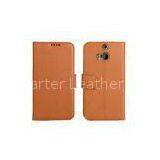 Orange Leather Mobile Phone Case Dust - Proof , Soft Phone Covers For HTC One M8