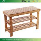 Factory Natural Bamboo Shoe Bench 2-Tier Shoe Storage Racks Shelf Organizer