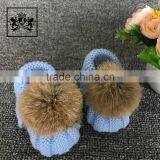 Arrival Winter Booties & Crib Shoes Fleece Bootie New Born With Rabbit Fur Ball thumbnail-2