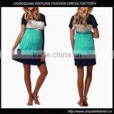 Belted Maternity Color Block Dress XYD2845 thumbnail-1