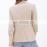 Three Quarter Sleeve Suit Jacket Nude Color Ladies Office Wear Casual Style Fashion Suit Jacket for Mature Women thumbnail-5