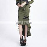 Q-276 Punk Rave Black Military Uniform High-low Fishtail Skirt thumbnail-2