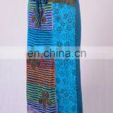 Tylish Razor Cut Embroidered Floral Patches & Print Blue Grey Maxi Wrap Around Summer Skirt HHCS 116 A thumbnail-3
