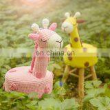 Yarncrafts Stuffed Animal Handmade Yellow Giraffe Crocheted Kids Wooden Step Stool thumbnail-5