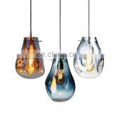 Contemporary Hotel Restaurant Decor Copper Light Ball Glass Pendant Lamp thumbnail-1