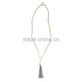 Hot Sale Jewelry Handmade wooden color small Beads silk Tassel Necklace LY013