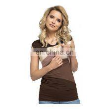 Pregnant Women Sport Sleeveless Top Summer Fashion Short Sleeved Pregnant Casual Tops Top Loose Spell Color Breastfeeding Tops thumbnail-4