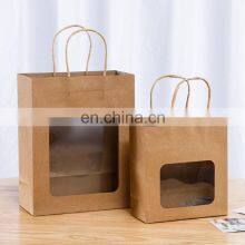 Kraft Brown Shopping Paper Kraft Gift Bags Clear Front With Window thumbnail-4