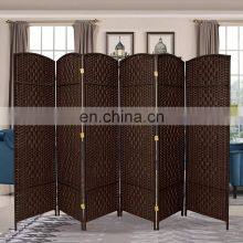 OEM 6 Panel Wooden Folding Movable Office Room Privacy Partition Screen Retractable Room Divider for Living Room