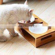 Bamboo Pet Bowl Elevated Dog Cat Food and Water Bowls Stand Feeder Poultry Feeder thumbnail-2