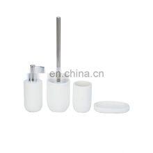 White Ceramics Bathroom Decor Accessory Completes With Soap Dispenser Tumbler Soap Dish Toilet Brush Bathroom Accessories thumbnail-1