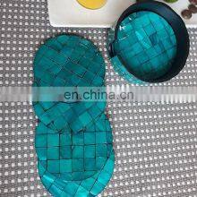 Round Blue Pearl Coaster, Turquoise Ocean Coasters Custom Design Drink Cup Coaster Set For Table Decor Wholesale thumbnail-3