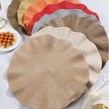 Wave Edge HOME COLLECTION Round 15 Inch Braided Woven Polypropylene Plastic Placemats (green ), Set of 4 thumbnail-1