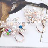 2015 Fashion Jewelry Dragonfly Design Pearl Brooch Multicolor Crystal Brooch thumbnail-4