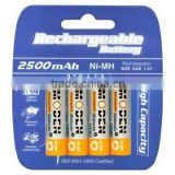 NIMH 4*AA 2500mAh battery in blister pack