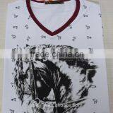 New Design Full Silkscreen Printing 100% Cotton V-neck Man Polo T-shirt thumbnail-2